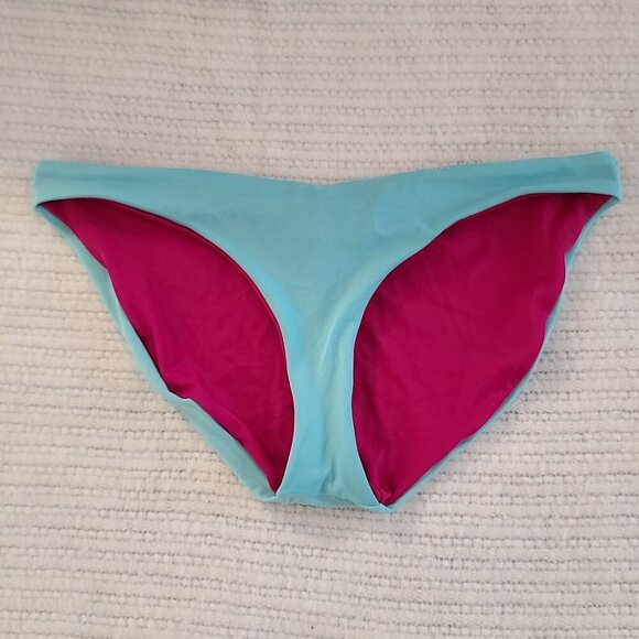 PilyQ Barcelona Women's Reversible Teeny Bikini‎ Bottoms Large Aqua & Pink - Picture 6 of 6